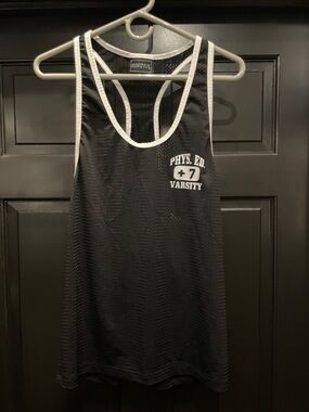 Andrew Christian Black Mesh Varsity Tank with White Trim